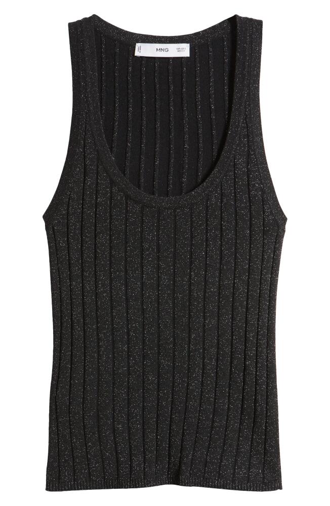 MANGO Metallic Rib Sweater Tank in Black Cover