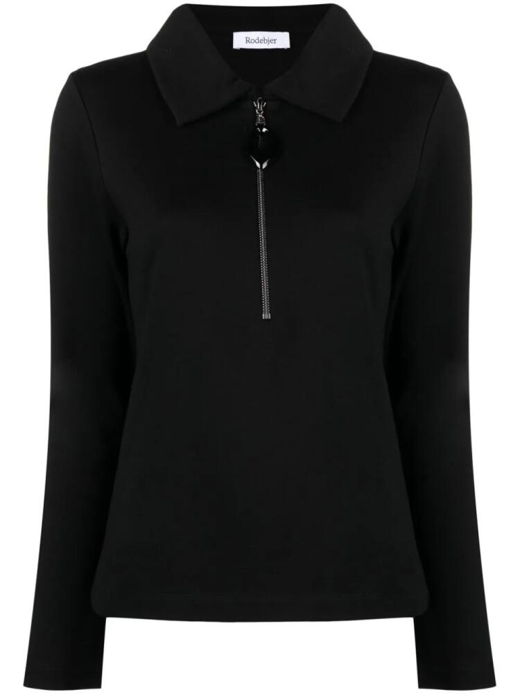 Rodebjer Fiona zip-up polo top - Black Cover