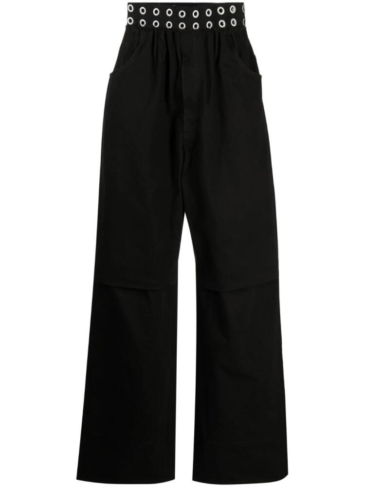 Raf Simons eyelet-detail wide-leg trousers - Black Cover