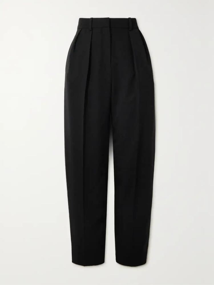 The Row - Corby Pleated Wool-twill Pants - Black Cover