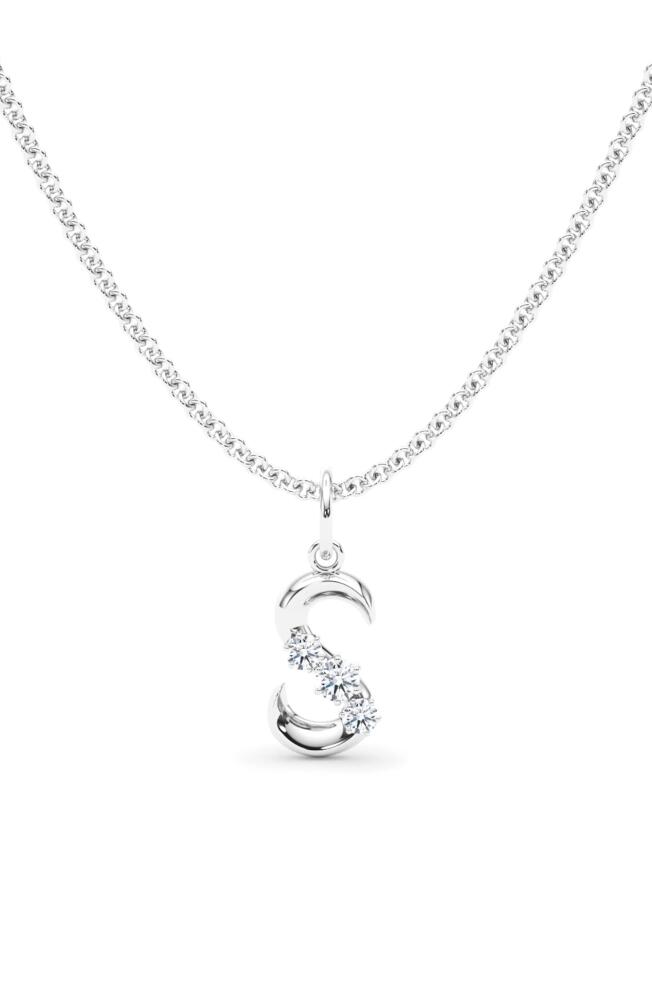 HauteCarat Graduated Lab Created Diamond Initial Letter Pendant Necklace in S - 18K White Gold Cover