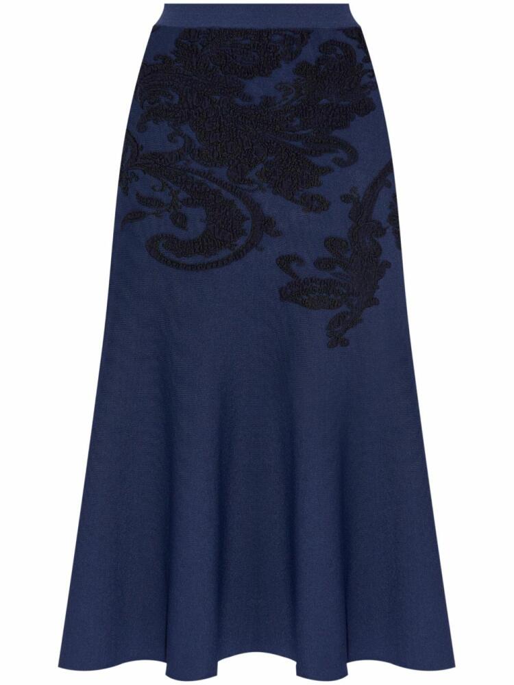 ETRO embroidered A-line midi skirt - Blue Cover