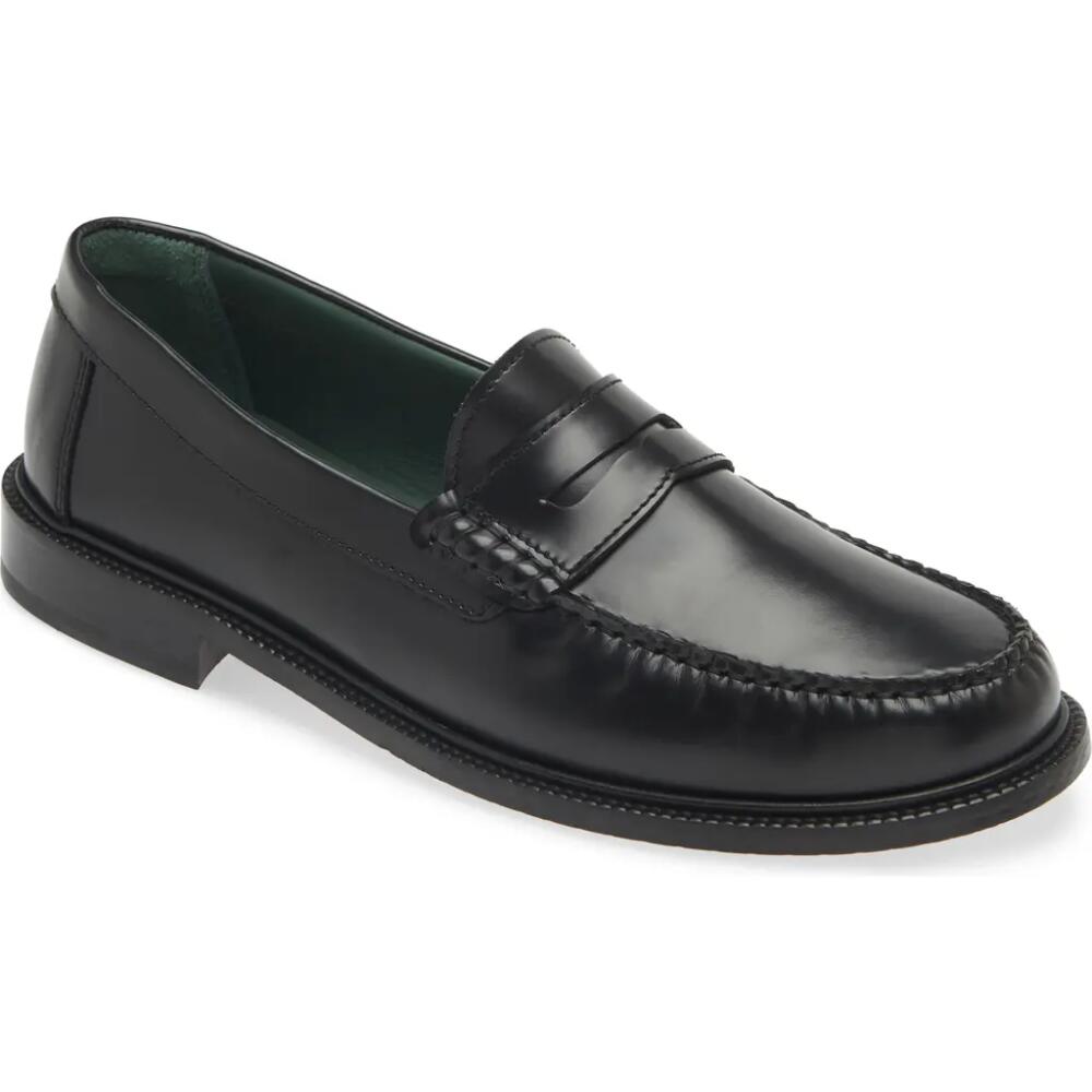 VINNY'S Yardee Penny Loafer in Black Polido Leather Cover