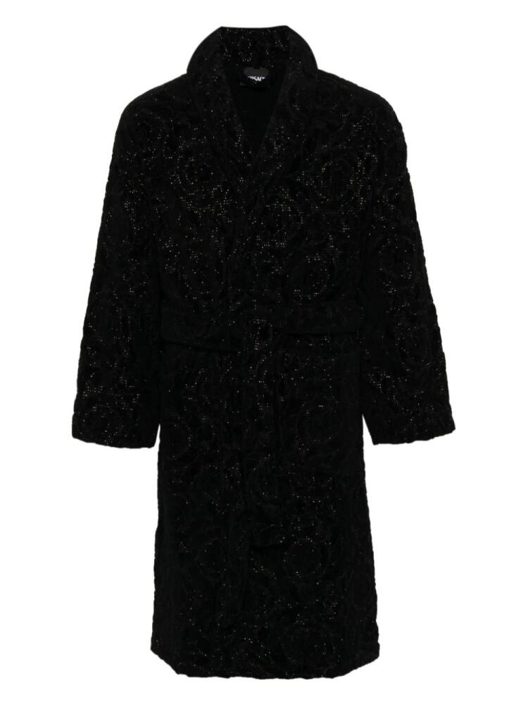 Versace baroque-jacquard cotton blend robe - Black Cover