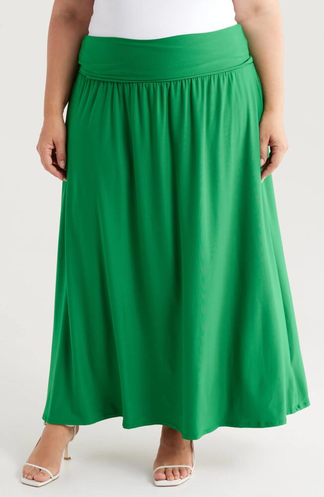 24seven Comfort Apparel Foldover Maxi Skirt in Green Cover