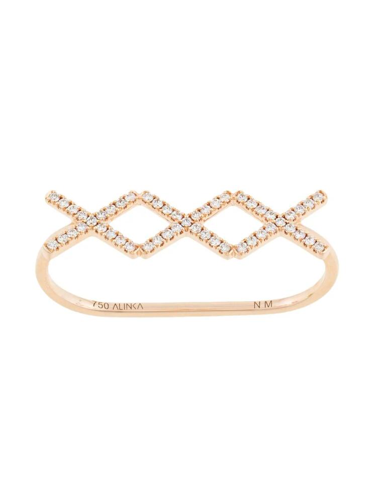 ALINKA 18kt rose gold KATIA TRIO diamond two-finger ring Cover