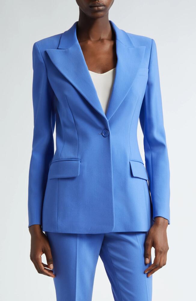 Michael Kors Collection Georgina One-Button Virgin Wool Blend Blazer in Azure Cover