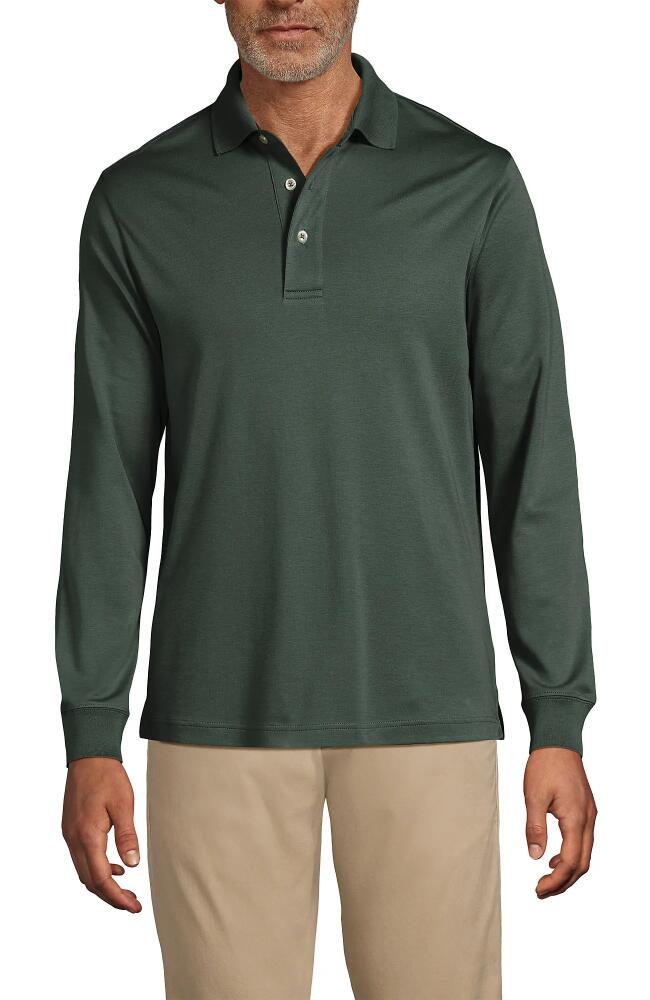 Lands' End Long Sleeve Cotton Supima Polo Shirt in Spruce Cover