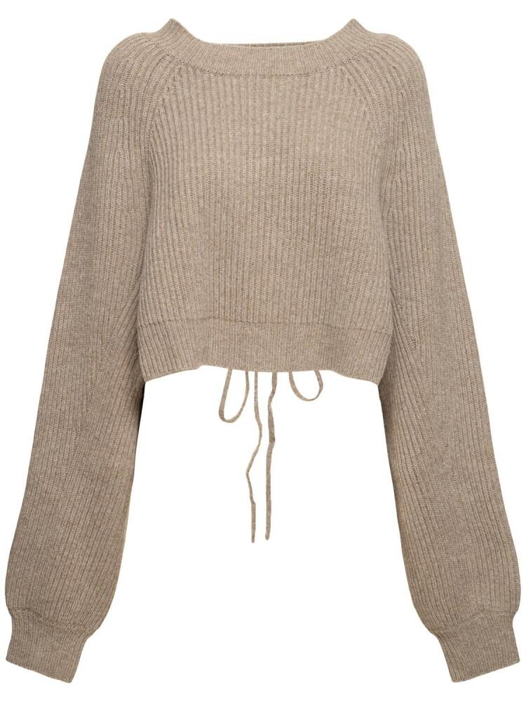 YOHJI YAMAMOTO Wool Blend Rib Knit Cropped Sweater Cover