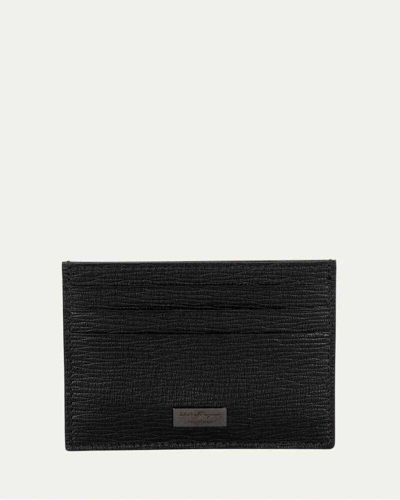 Ferragamo Men's Revival Textured Leather Card Case Cover