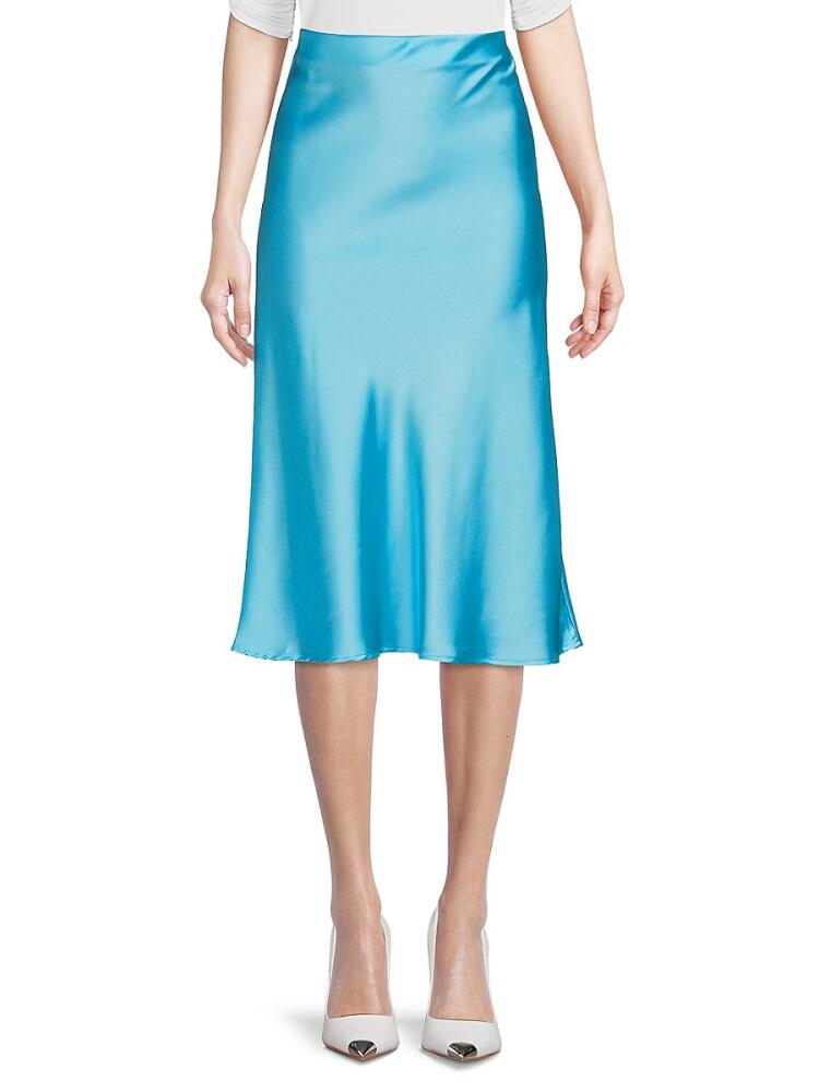 Renee C. Women's Satin Midi Skirt - Neon Blue Cover