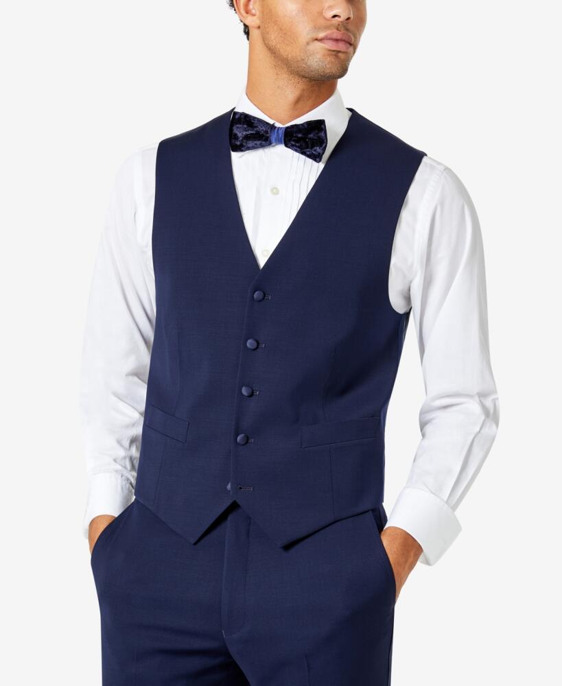 Tommy Hilfiger Men's Modern-Fit Flex Stretch Tuxedo Vest - Navy Cover