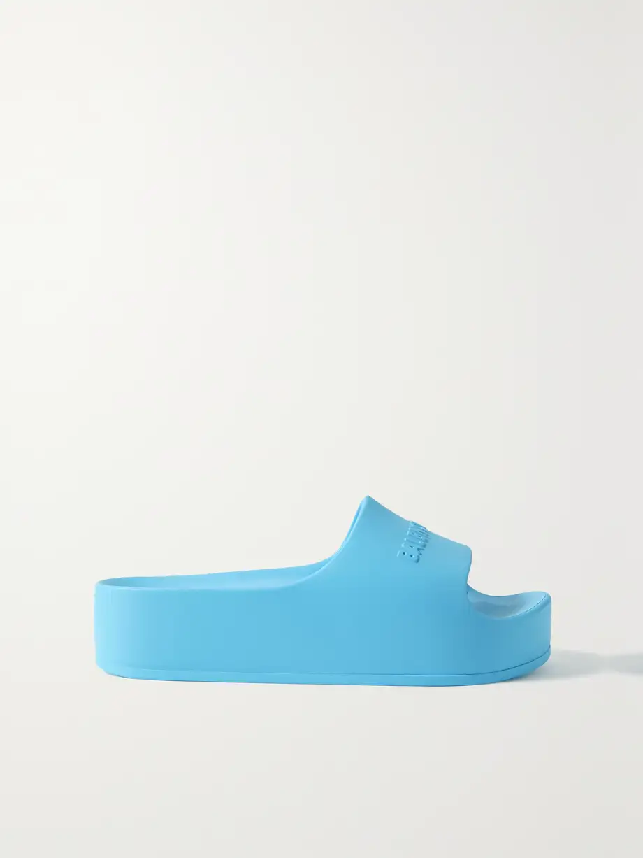 Balenciaga - Mono Logo-embossed Rubber Platform Slides - Blue Cover