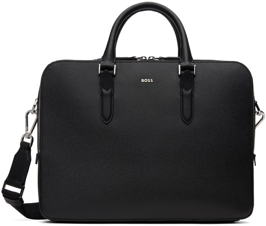 BOSS Black Structured Leather Briefcase Cover