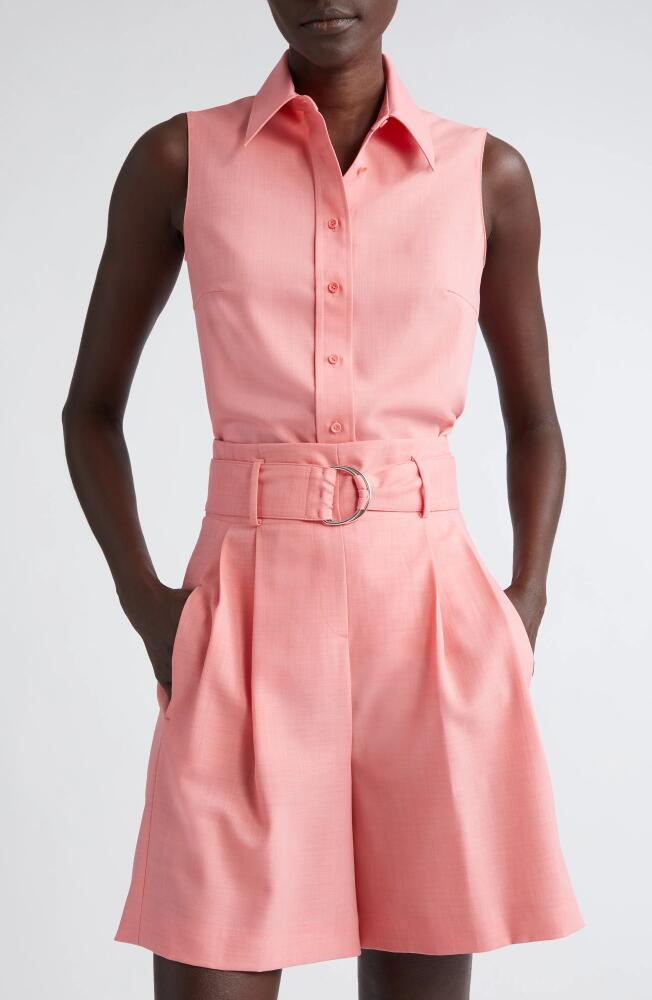 Akris punto Sleeveless Button-Up Shirt in Flamingo Cover