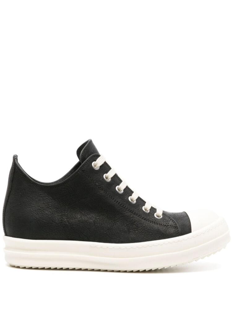 Rick Owens mid-top waxed-leather sneakers - Black Cover