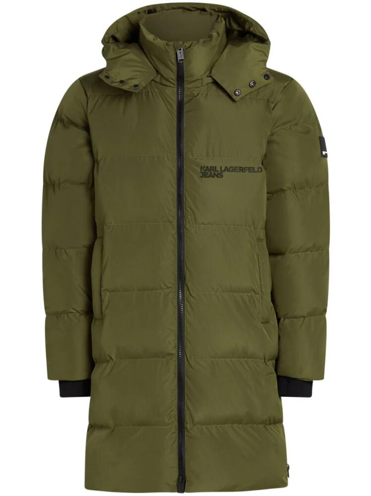 Karl Lagerfeld Jeans embroidered hooded padded coat - Green Cover