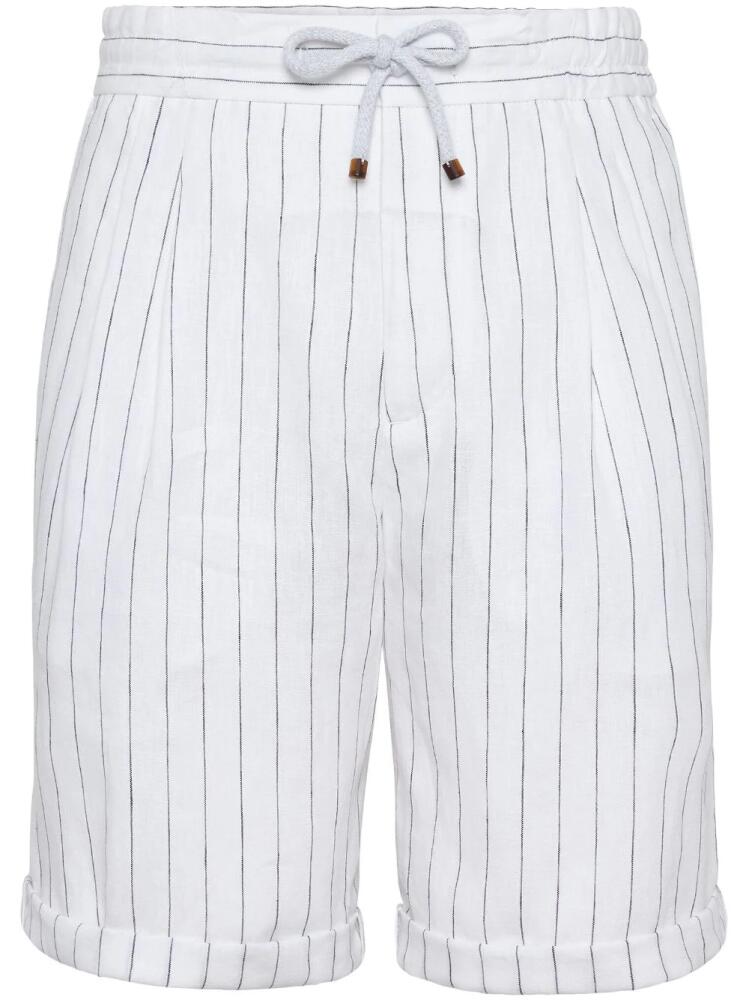 Brunello Cucinelli striped linen shorts - White Cover