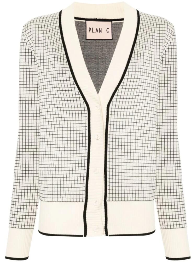 Plan C Strickjacke windowpane-jacquard cardigan - Neutrals Cover