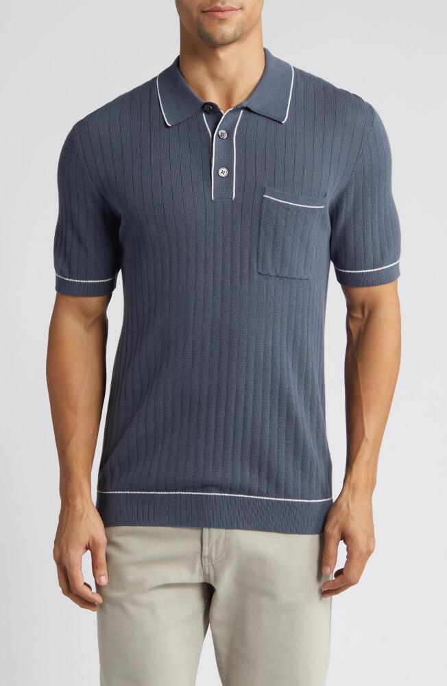 Rails Hardy Tipped Short Sleeve Polo Sweater in Faded Navy Cover