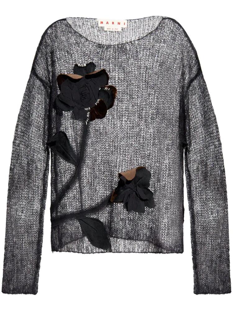 Marni floral-appliqué sweater - Black Cover