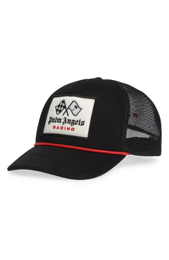 Palm Angels Racing Logo Baseball Cap in Black Red Cover