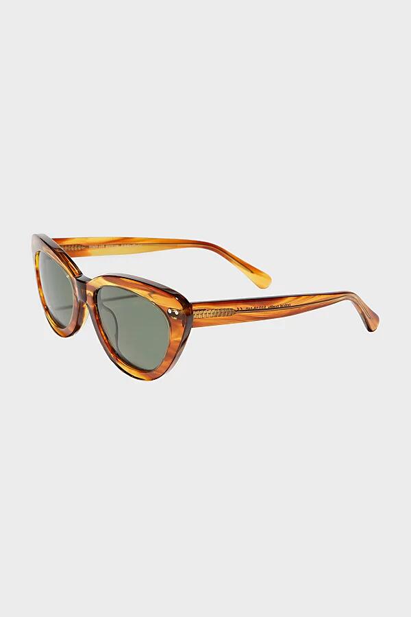 Sunglass Museum Frenchy Polarized Cat Eye Sunglasses in Honey Tortoise/Green Cover