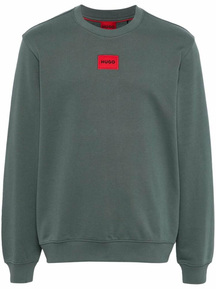 HUGO logo-embroidered cotton sweatshirt - Green Cover