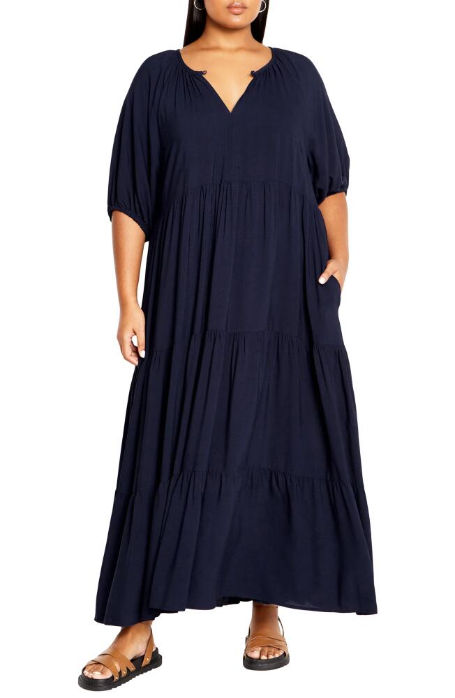 City Chic Brynn Tiered Maxi Dress in Navy Cover