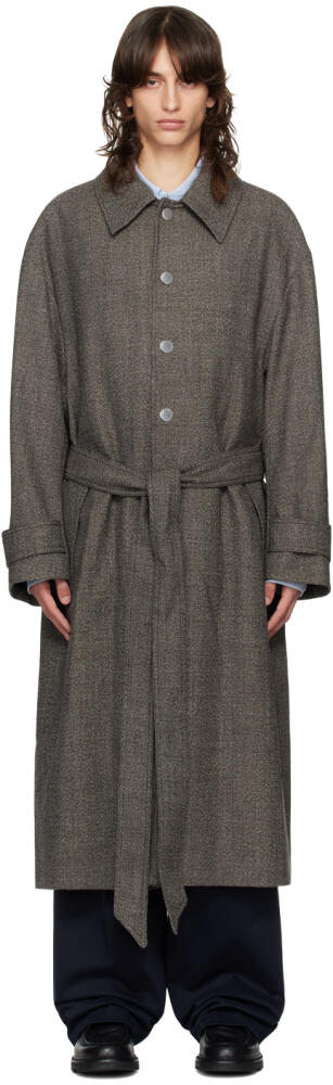 AMI Paris Brown Belted Coat Cover