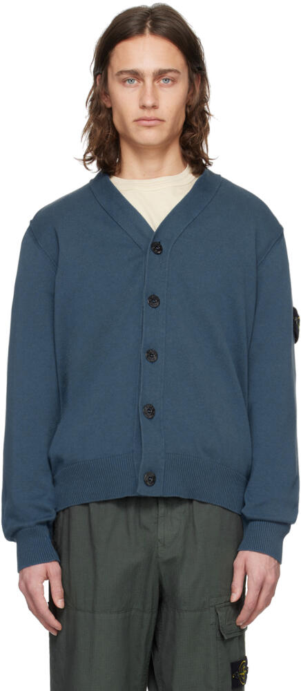 Stone Island Blue Y-Neck Cardigan Cover