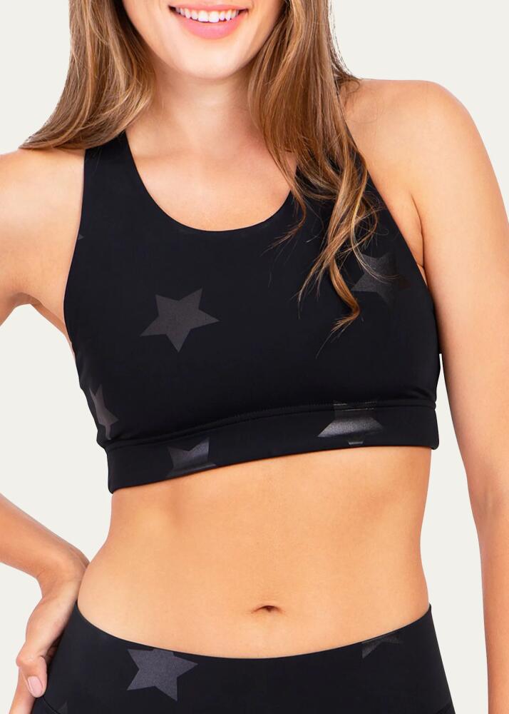 Terez Black Tonal Star Foil UpLift Sports Bra Cover