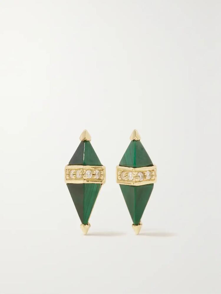 Sorellina - Pietra 18-karat Gold, Malachite And Diamond Earrings - One size Cover