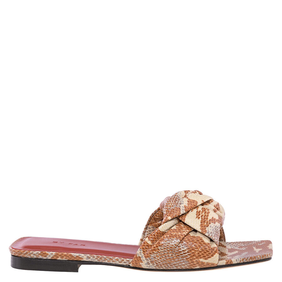 By Far Ladies Almond Knotted Snake-print Slides Cover