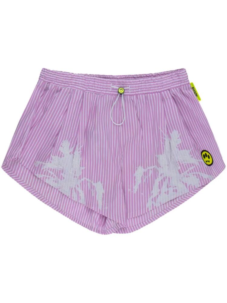 BARROW striped logo-print mini shorts - Purple Cover