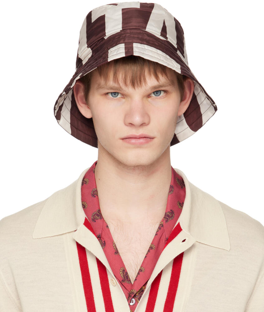 Dries Van Noten Burgundy Logo Bucket Hat Cover