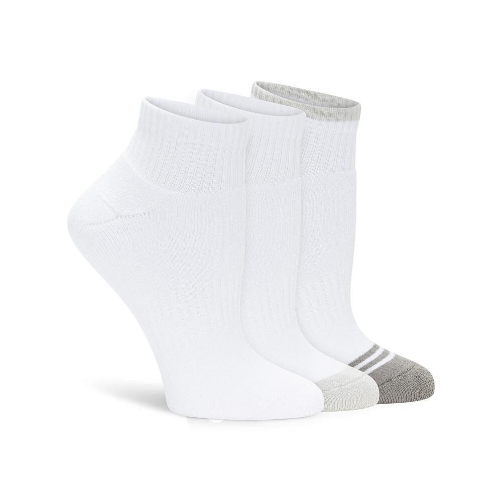 Lemon Powder Cush Quarter Ankle Socks 3 Pack | Women's | Grey/White Cover