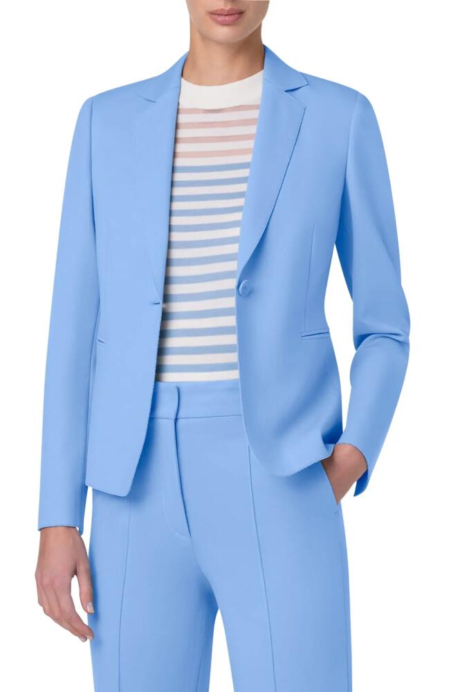 Akris punto One-Button Double Face Wool Blazer in Sky Cover