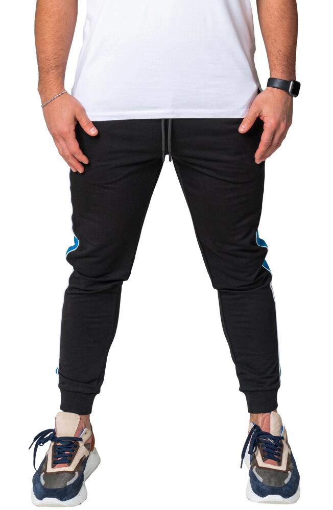 Maceoo Side Stripe Skinny Fleece Joggers in Black Cover