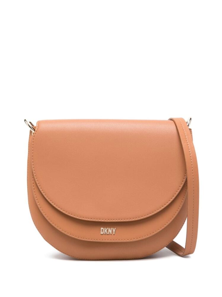 DKNY logo-lettering leather crossbody bag - Neutrals Cover