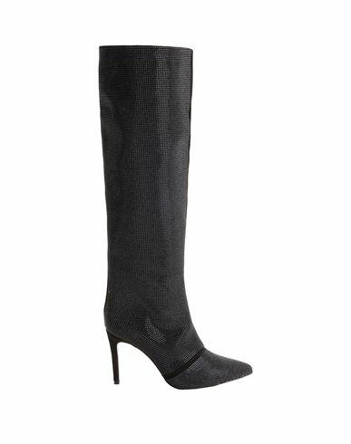 8 By Yoox Leather High Boots Metallic Details Woman Boot Black Calfskin Cover