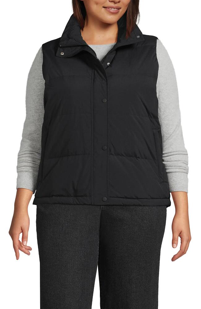 Lands' End Plus Size Wide Channel 600 Down Puffer Vest in Black Cover