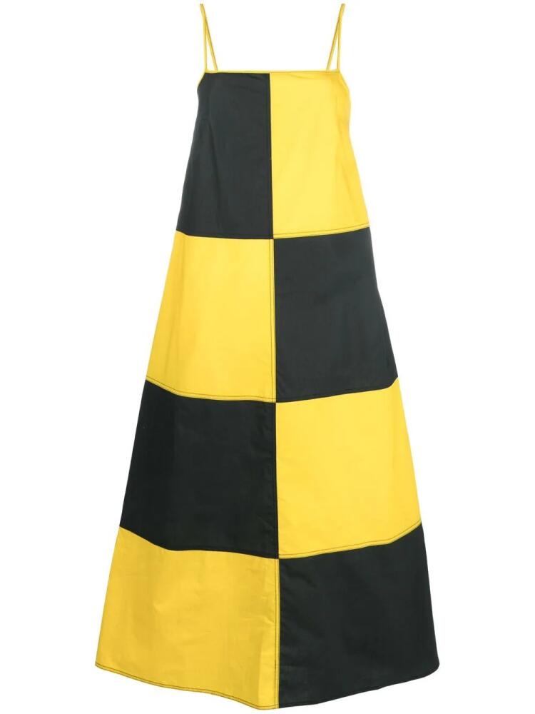 Sunnei checkerboard-print midi dress - Yellow Cover