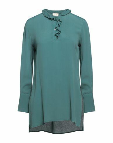 Her Shirt Her Dress Woman Top Deep jade Viscose, Silk Cover