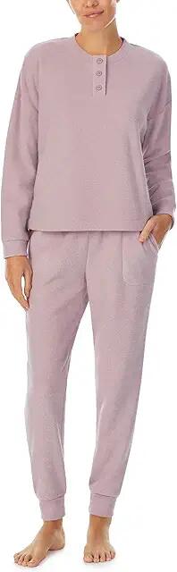 Sanctuary Long Sleeve Cropped Henley Joggers PJ Set (Sea Fog) Women's Pajama Sets Cover