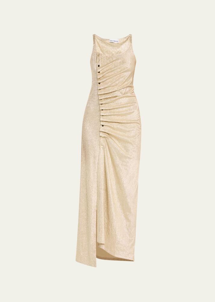 Rabanne Metallic Ruched Snap Maxi Dress Cover