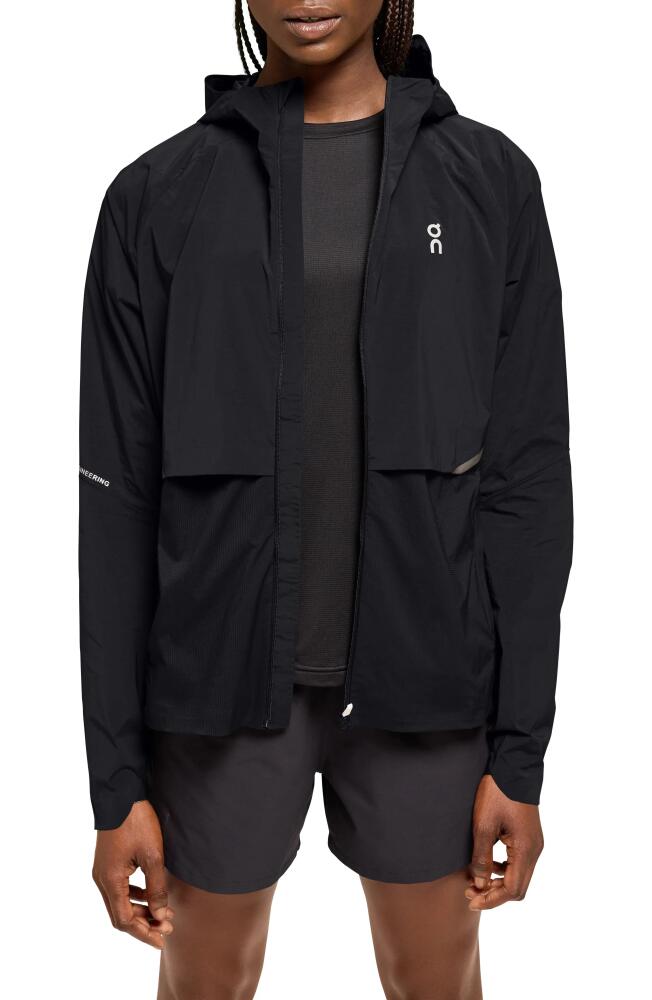 On Core Hooded Packable Running Jacket in Black Cover