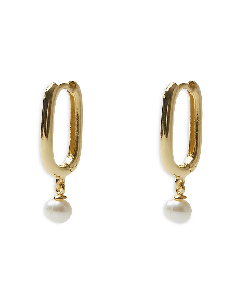 Argento Vivo Cultured Freshwater Pearl Charm Oval Hoop Earrings in 18K Gold Plated Sterling Silver Cover