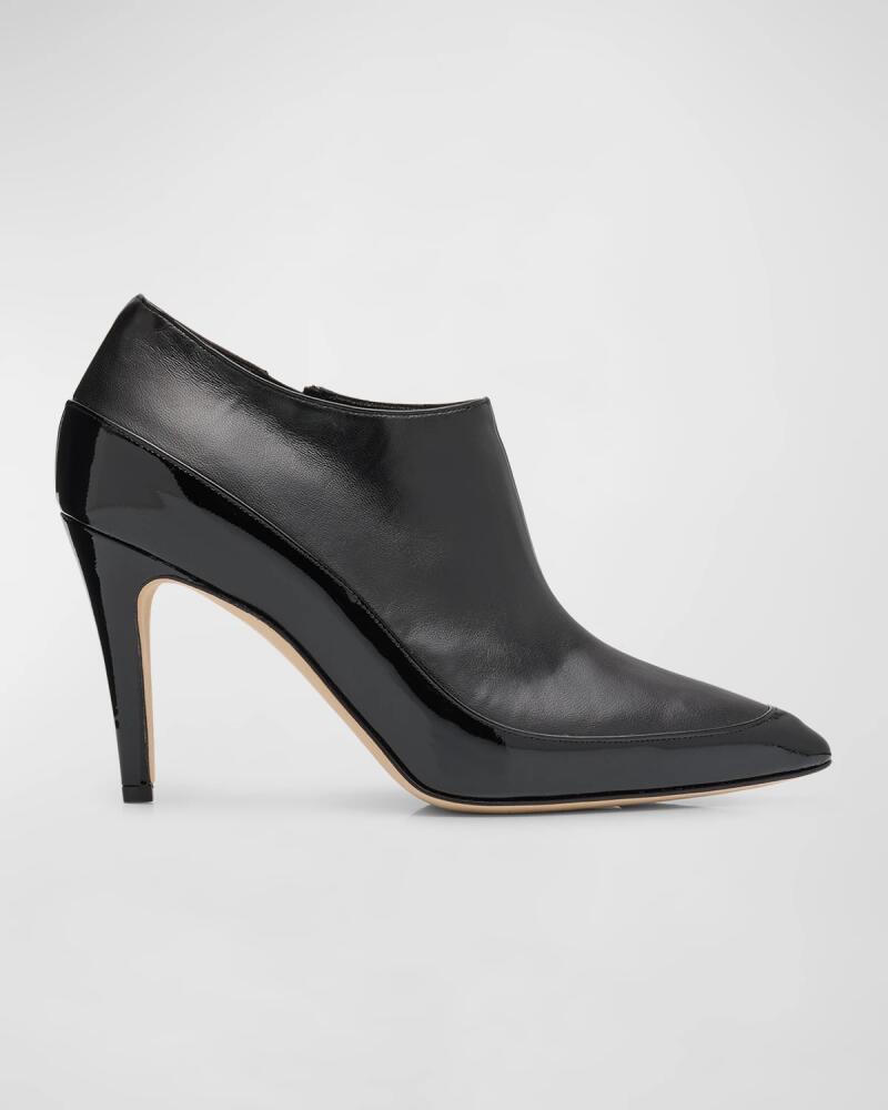 Manolo Blahnik Mixed Leather Low-Cut Ankle Booties Cover