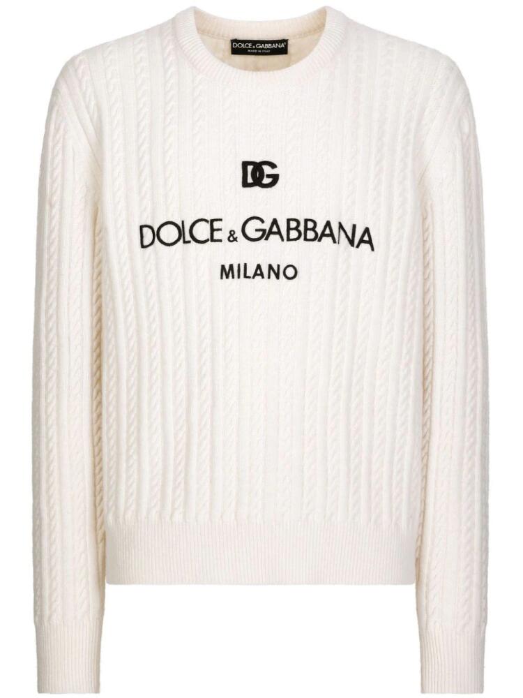 Dolce & Gabbana crew-neck cable-knit jumper - White Cover